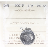 2001P Canada 10-cents ICCS Certified MS-65