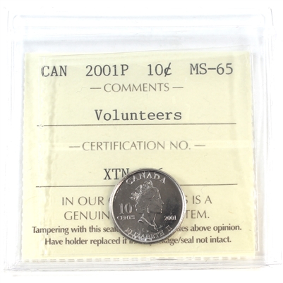 2001P Volunteers Canada 10-cents ICCS Certified MS-65