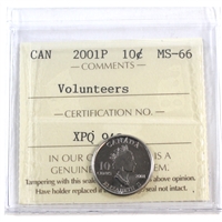 2001P Volunteers Canada 10-cents ICCS Certified MS-66