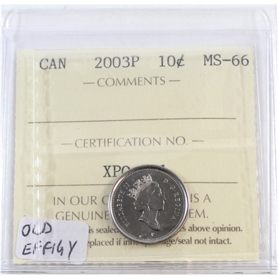 2003P Old Effigy Canada 10-cents ICCS Certified MS-66
