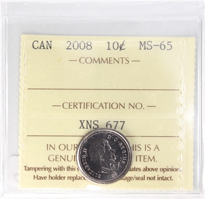 2008 Canada 10-cents ICCS Certified MS-65