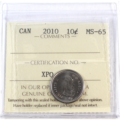 2010 Canada 10-cents ICCS Certified MS-65