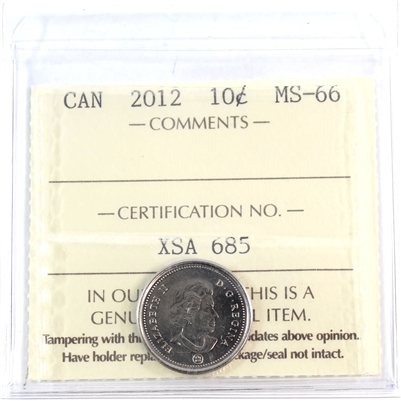 2012 Canada 10-cents ICCS Certified MS-66
