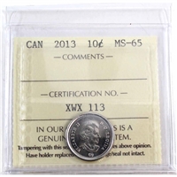 2013 Canada 10-cents ICCS Certified MS-65