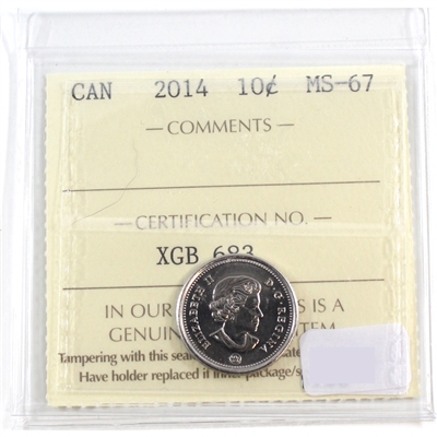 2014 Canada 10-cents ICCS Certified MS-67