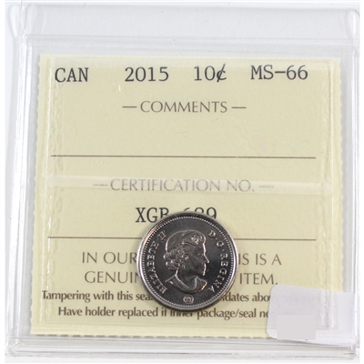 2015 Canada 10-cents ICCS Certified MS-66