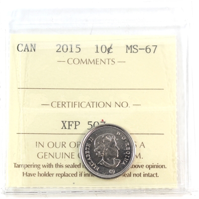 2015 Canada 10-cents ICCS Certified MS-67