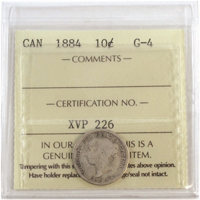 1884 Canada 10-cents ICCS Certified G-4