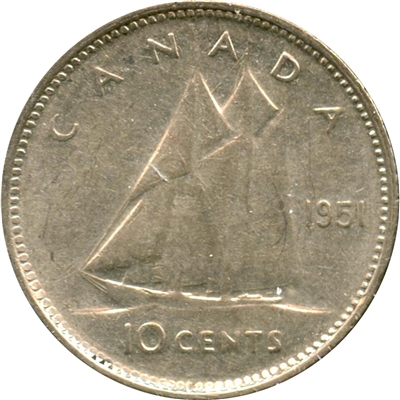 1951 Canada 10-cents Very Fine (VF-20)