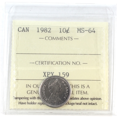 1982 Canada 10-cents ICCS Certified MS-64