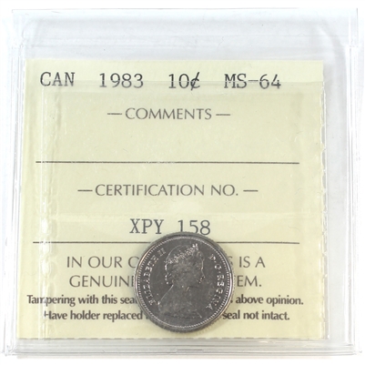 1983 Canada 10-cents ICCS Certified MS-64