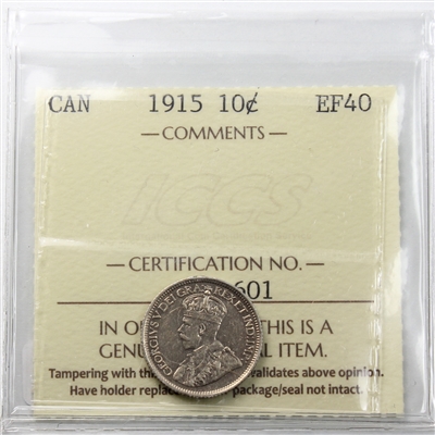 1915 Canada 10-cents ICCS Certified EF-40