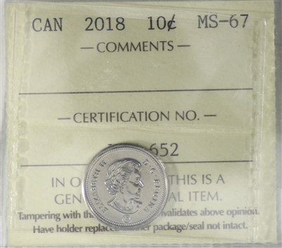 2018 Canada 10-cents ICCS Certified MS-67