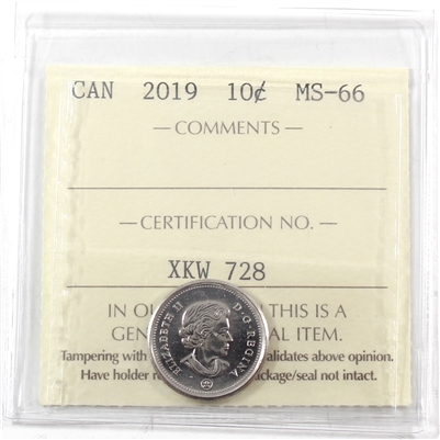 2019 Canada 10-cents ICCS Certified MS-66