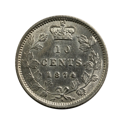 1874H Canada 10-cents Almost Uncirculated (AU-50) $