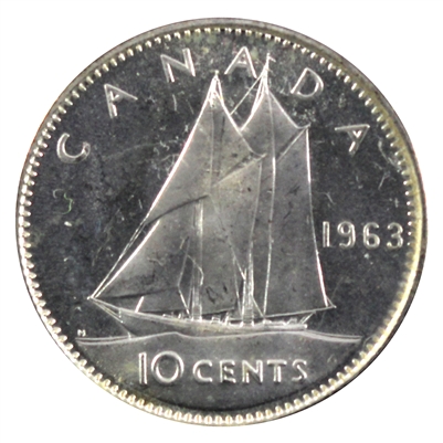 1963 Canada 10-cents Brilliant Uncirculated (MS-63) Heavy Cameo