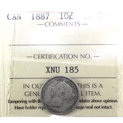 1887 Canada 10-cents ICCS Certified VG-8