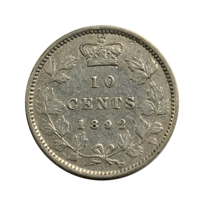 1892 Small 9, Obv. 5 Canada 10-cents VF-EF (VF-30)