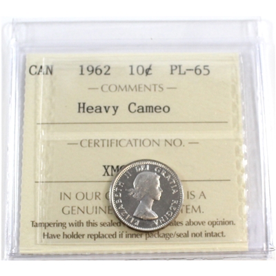 1962 Canada 10-cents ICCS Certified PL-65 Heavy Cameo
