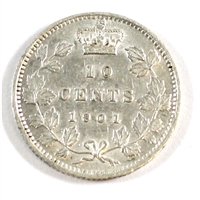 1901 Canada 10-cents Almost Uncirculated (AU-50) $