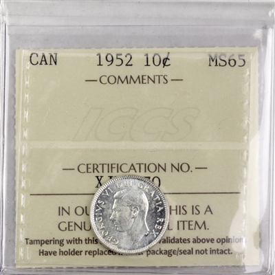 1952 Canada 10-cents ICCS Certified MS-65