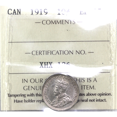 1919 Canada 10-cents ICCS Certified EF-45