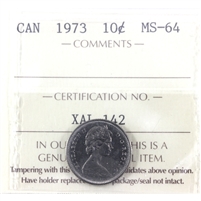 1973 Canada 10-cents ICCS Certified MS-64