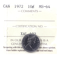 1972 Canada 10-cents ICCS Certified MS-64