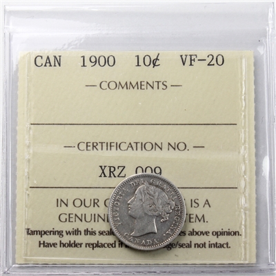 1900 Canada 10-cents ICCS Certified VF-20