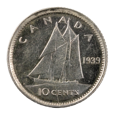 1939 Canada 10-cents AU-UNC Cameo (AU-55)