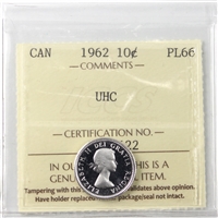 1962 Canada 10-cents ICCS Certified PL-66 Ultra Heavy Cameo