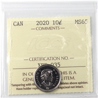 2020 Canada 10-cents ICCS Certified MS-65