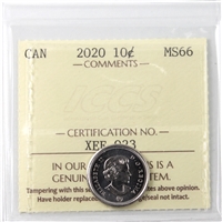 2020 Canada 10-cents ICCS Certified MS-66