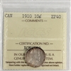 1910 Canada 10-cents ICCS Certified EF-40