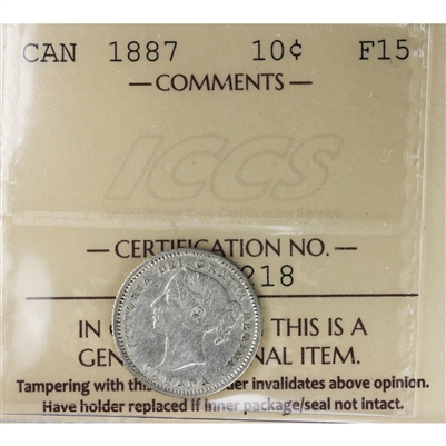 1887 Canada 10-cents ICCS Certified F-15