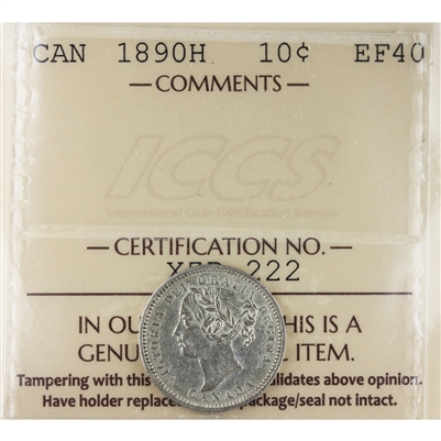 1890H Canada 10-cents ICCS Certified EF-40
