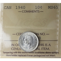 1940 Canada 10-cents ICCS Certified MS-65