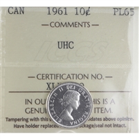 1961 Canada 10-cents ICCS Certified PL-65 UHC