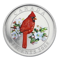 2008 25-cent Birds of Canada - Northern Cardinal
