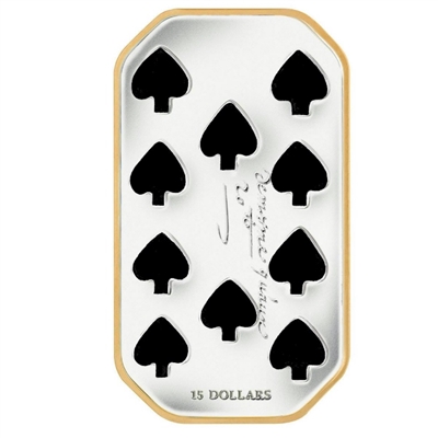 RDC 2009 Canada $15 Playing Card - Ten of Spades Sterling Silver (#3) Impaired