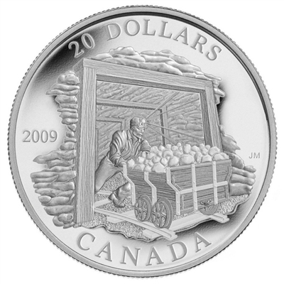 2009 Canada $20 Coal Mining Trade Silver Coin (TAX Exempt)