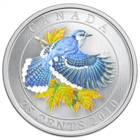 RDC 2010 25-cent Birds of Canada - Blue Jay (Impaired)