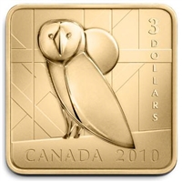 2010 Canada $3 Wildlife Conservation - Barn Owl Square Sterling Silver