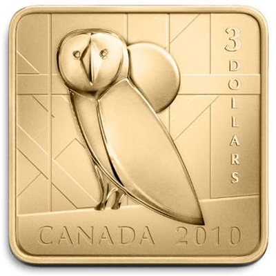 2010 Canada $3 Wildlife Conservation - Barn Owl Square Sterling Silver