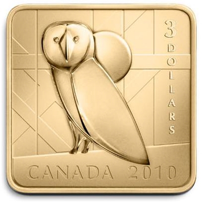 RDC 2010 Canada $3 Wildlife Conservation - Barn Owl Square Sterling Silver (Toning)