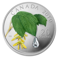 2010 Canada $20 Maple Leaf Crystal Raindrop Fine Silver