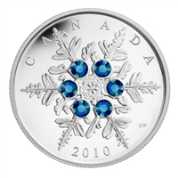 2010 Canada $20 Blue Crystal Snowflake Fine Silver