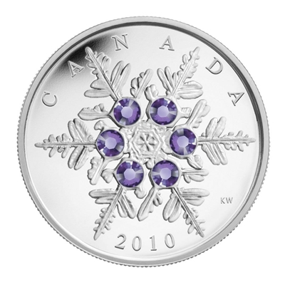 RDC 2010 Canada $20 Tanzanite Crystal Snowflake Fine Silver (No Tax) lightly toned