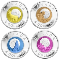 2011-2012 Canada $5 Full Moons of the Algonquin Sterling Silver & Niobium 4-coin Set