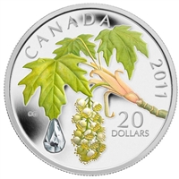 2011 Canada $20 Maple Leaf Crystal Raindrop Fine Silver